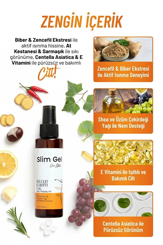 SLİM GEL Selülit Karşıtı – Sıkılaştırıcı & Pürüzsüzleştirici Nemlendirici Vücut Bakım Yağı