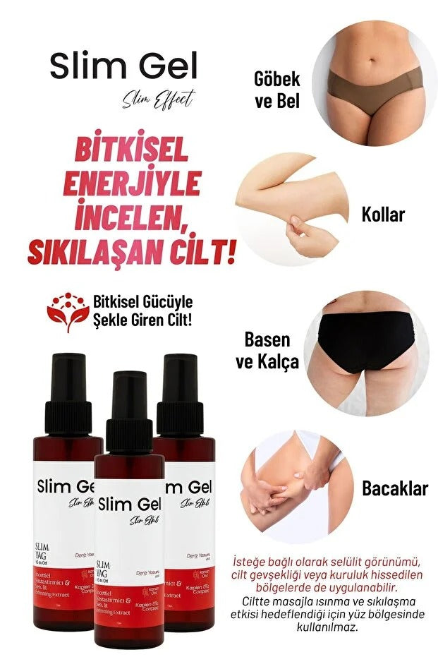 SLİM GEL Slim Oil – Bitkisel Yağ Karışımı ile Sıkılaştırıcı, Nemlendirici Pürüzsüzleştirici Vücut Bakım Yağı