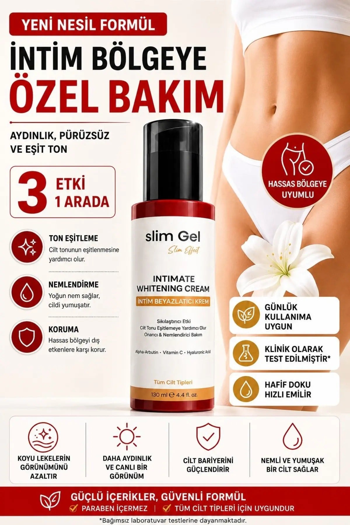 SLİM GEL İntim Genital Bölge Beyazlatıcı • Sıkılaştırıcı • Ton Eşitleyici • Nemlendirici Bakım Kremi